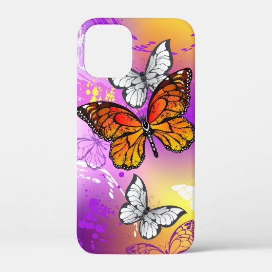 Monarch Butterflies on Purple Background Case-Mate iPhoneケース (裏面)