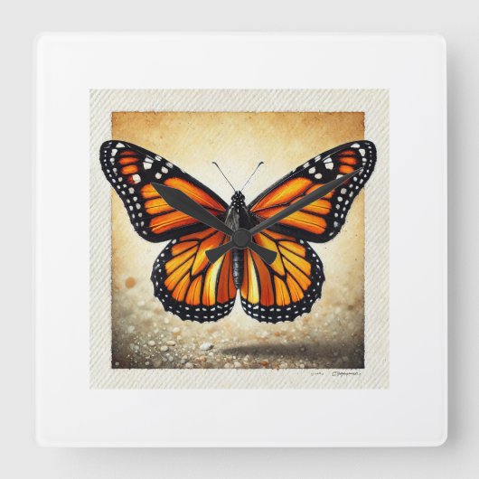 Monarch butterfly 231024IREF220 - Watercolor スクエア壁時計 (正面)