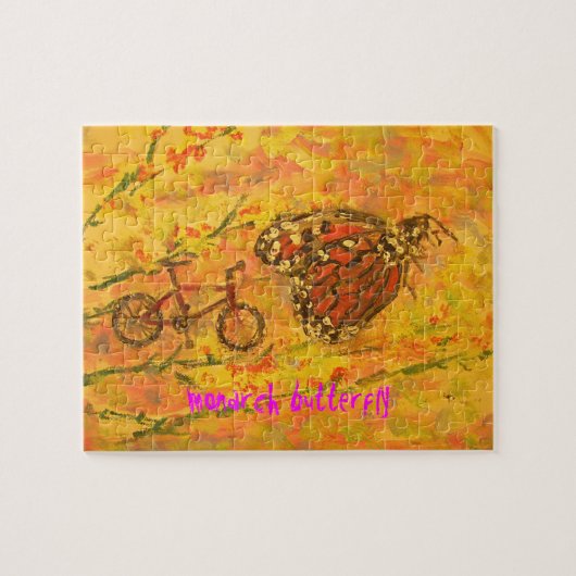 monarch butterfly and bicycle art ジグソーパズル (横)