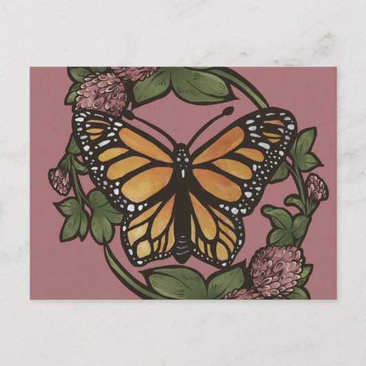 Monarch Butterfly and Clover                       ポストカード (正面)
