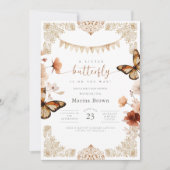 Monarch Butterfly Baby Shower  招待状 (正面)