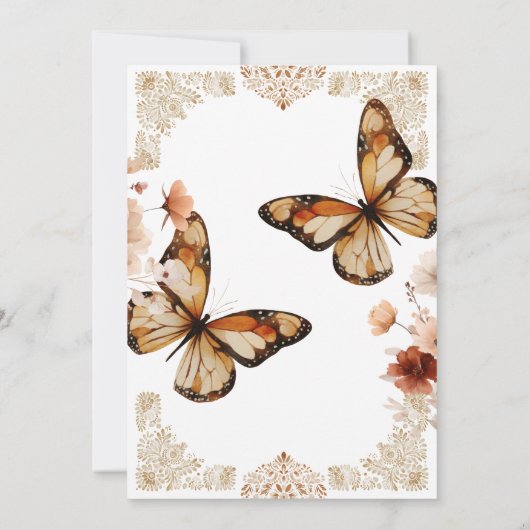 Monarch Butterfly Baby Shower  招待状 (裏面)