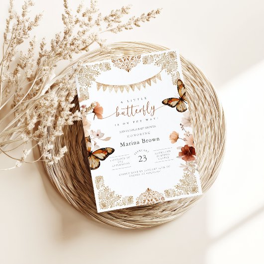 Monarch Butterfly Baby Shower  招待状