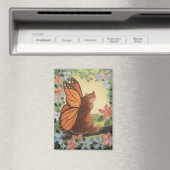 Monarch Butterfly Cat in Meadow マグネット (インサイチュ (食洗機))