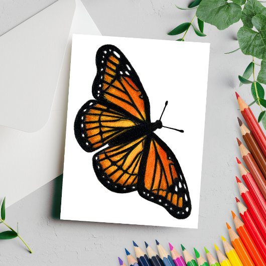Monarch Butterfly Drawing Colored Pencil ポストカード