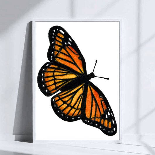 Monarch Butterfly Drawing Colored Pencil Art ポスター