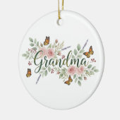 Monarch Butterfly Floral Grandma Photo セラミックオーナメント (左)