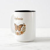 Monarch Butterfly Floral Mug ツートーンマグカップ (正面左)