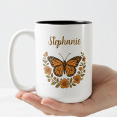 Monarch Butterfly Floral Mug ツートーンマグカップ