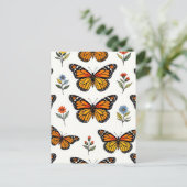 Monarch Butterfly Floral Pattern ポストカード (スタンド正面)