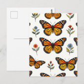 Monarch Butterfly Floral Pattern ポストカード (正面/裏面)