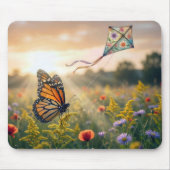 Monarch Butterfly Flying a Kite マウスパッド (正面)