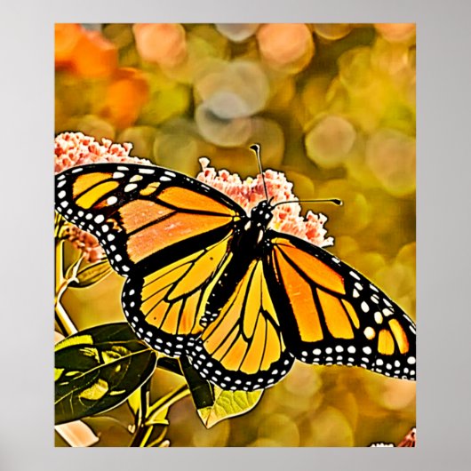  Monarch Butterfly Garden Art ポスター (正面)