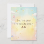 Monarch Butterfly Heart Watercolor Valentine ノートカード (裏面)