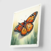Monarch Butterfly in Watercolor REF55 - Watercolor スクエア壁時計 (傾斜)