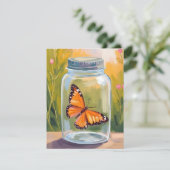 Monarch Butterfly Jar Watercolor Painting Card (スタンド正面)