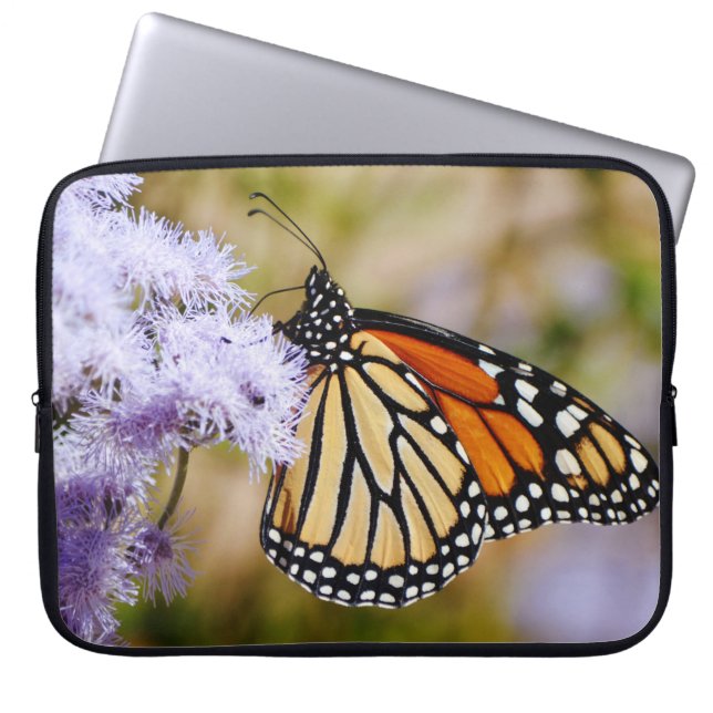 Monarch Butterfly Nature Flowers Laptop Cover ラップトップスリーブ (正面)