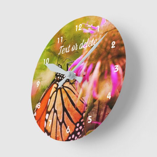 Monarch Butterfly On Flower Abstract Personalized ラウンド壁時計 (傾斜)