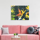 Monarch Butterfly on Flower Photograph  キャンバスプリント (インサイチュ (リビング))