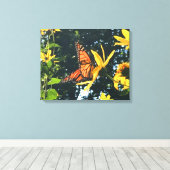 Monarch Butterfly on Flower Photograph  キャンバスプリント (インサイチュ (ウッドフロア))