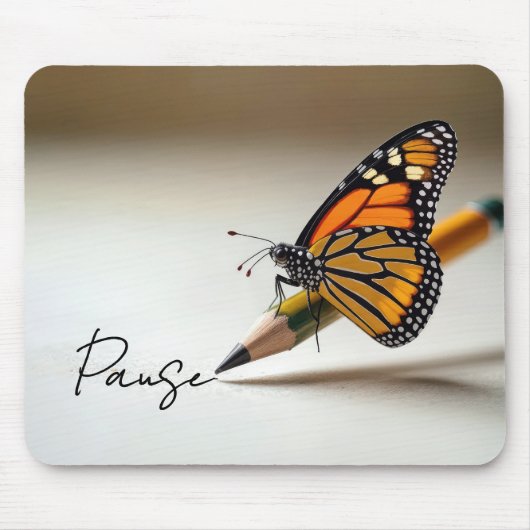 Monarch Butterfly On Pencil With Text マウスパッド (正面)