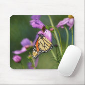 Monarch Butterfly On Pink Flowers Mousepad マウスパッド (マウス)