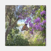 Monarch Butterfly on Purple Flowers マグネット (正面)