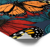 Monarch butterfly on red coneflowers ポスター (角)