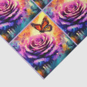 Monarch Butterfly on Rose at Sunset Decoupage 薄葉紙 (詳細)