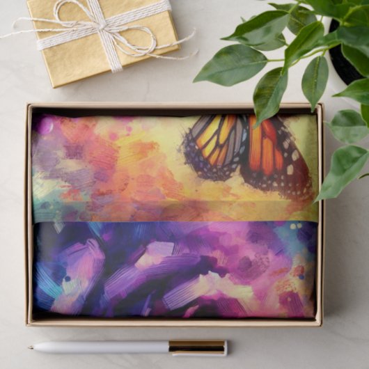 Monarch Butterfly on Rose at Sunset Decoupage 薄葉紙 (ギフト)