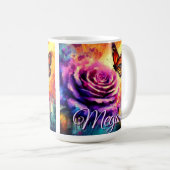 Monarch Butterfly on Rose at Sunset Personalized コーヒーマグカップ (正面右)