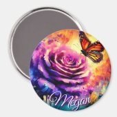 Monarch Butterfly on Rose at Sunset Personalized マグネット (正面/裏面)