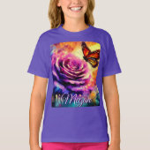 Monarch Butterfly on Rose at Sunset Personalized Tシャツ (正面)