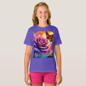 Monarch Butterfly on Rose at Sunset Personalized Tシャツ (正面フル)