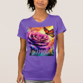 Monarch Butterfly on Rose at Sunset Personalized Tシャツ (正面)