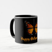 Monarch Butterfly Personalized Black Mug マグカップ (正面左)