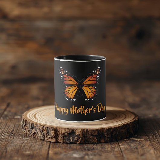 Monarch Butterfly Personalized Black Mug マグカップ