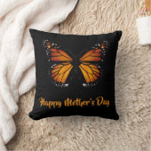 Monarch Butterfly Personalized Black Throw Pillow クッション (ブランケット)