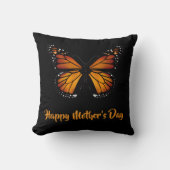 Monarch Butterfly Personalized Black Throw Pillow クッション (正面)