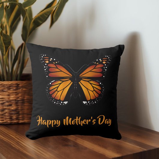 Monarch Butterfly Personalized Black Throw Pillow クッション