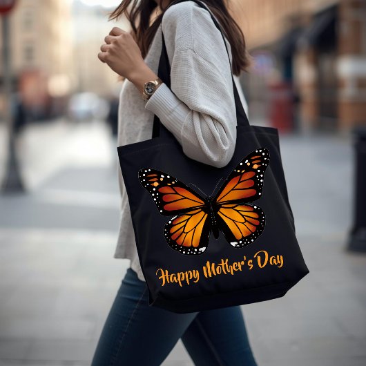 Monarch Butterfly Personalized Black Tote Bag トートバッグ