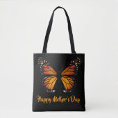 Monarch Butterfly Personalized Black Tote Bag トートバッグ (正面)