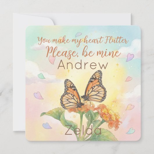 Monarch Butterfly Pollinator Classroom Valentine  ノートカード (正面)