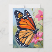 Monarch Butterfly Watercolor Floral Garden Card (正面)