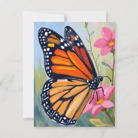 Monarch Butterfly Watercolor Floral Garden Card (正面)