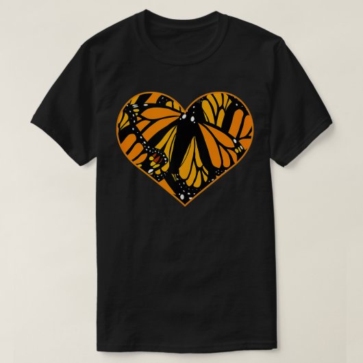 Monarch Butterfly Wing Heart Pattern Cool Nature  Tシャツ (デザイン正面)