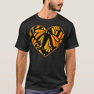 Monarch Butterfly Wing Heart Pattern Cool Nature  Tシャツ