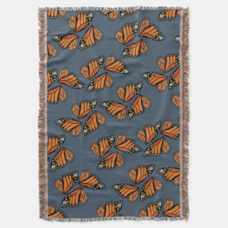 Monarch Butterfly Wings Mosaic on Slate Grey スローブランケット