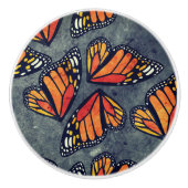 Monarch Butterfly Wings Trio Grey Marbled セラミックノブ (正面)