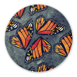 Monarch Butterfly Wings Trio Grey Marbled セラミックノブ